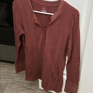 NWOT Aerie brown Long Sleeve Henley Shirt